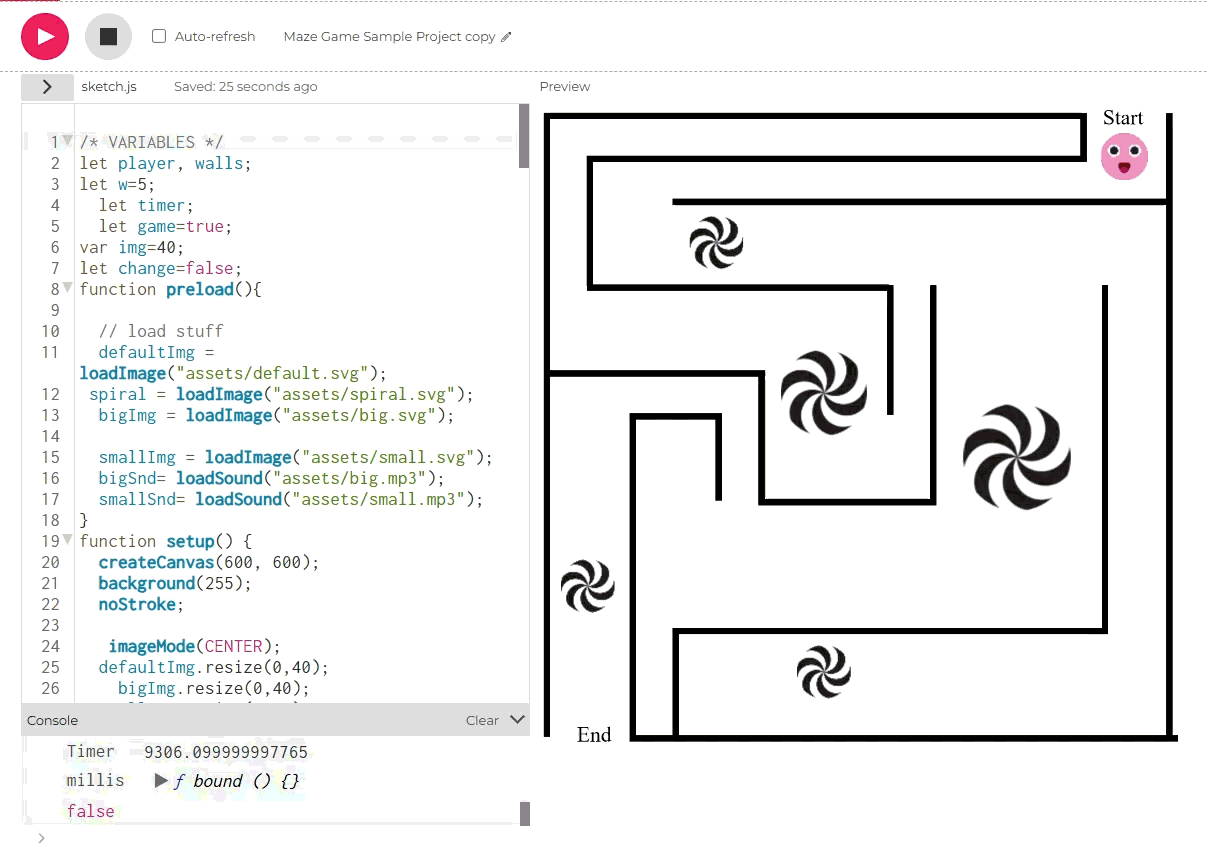 This is the digital interaction of the maze. Press the bellow (click) to go big and the pump needle (space) to become smaller.