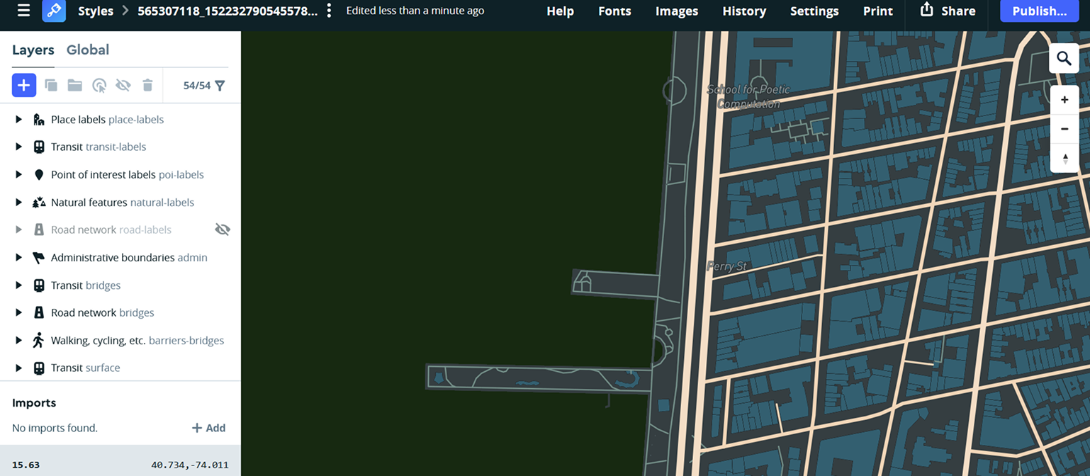 Exploring different color combination using images in mapbox.