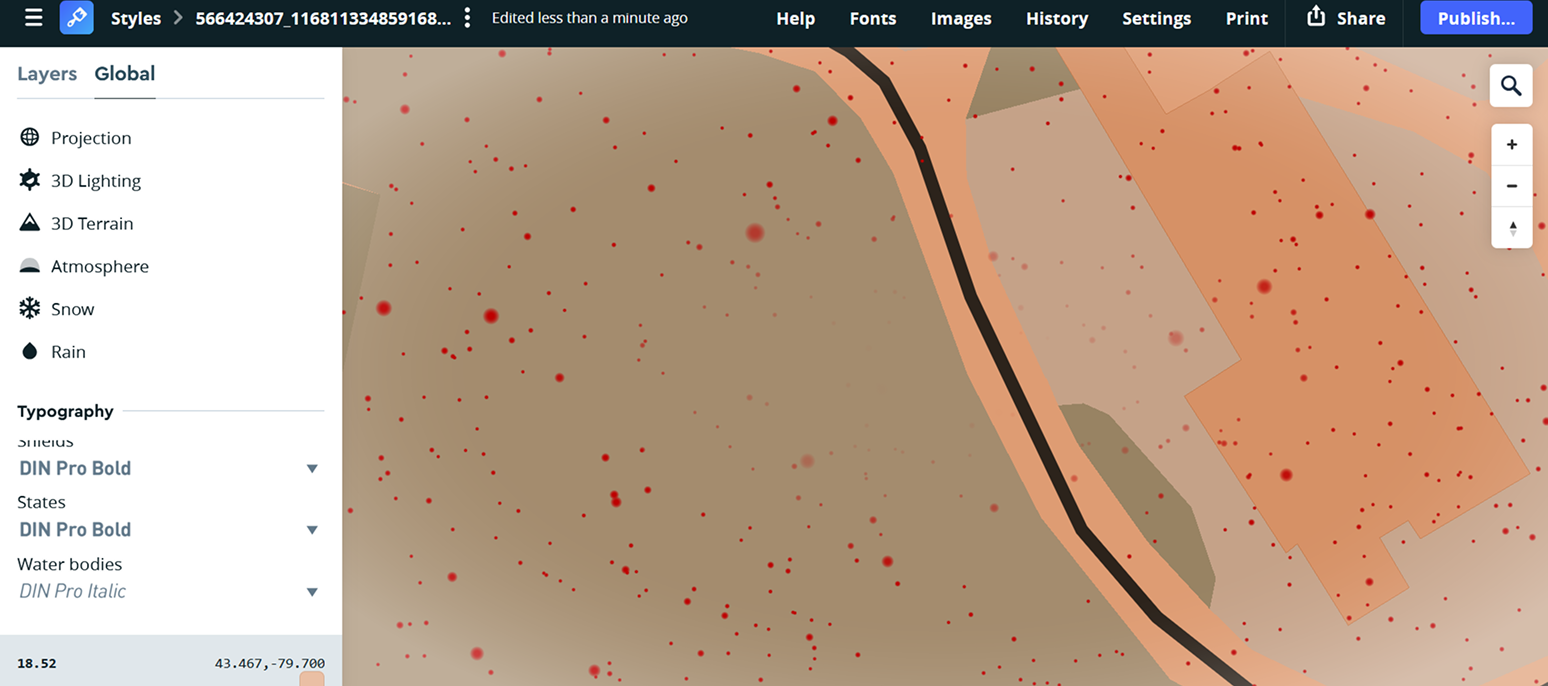 Exploring snow color in mapbox.