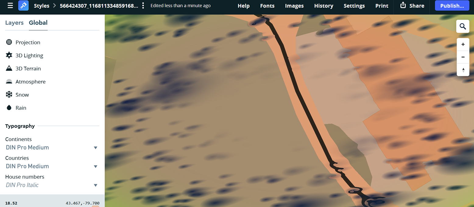 Exploring rain, snow, and snow vignette color in mapbox.