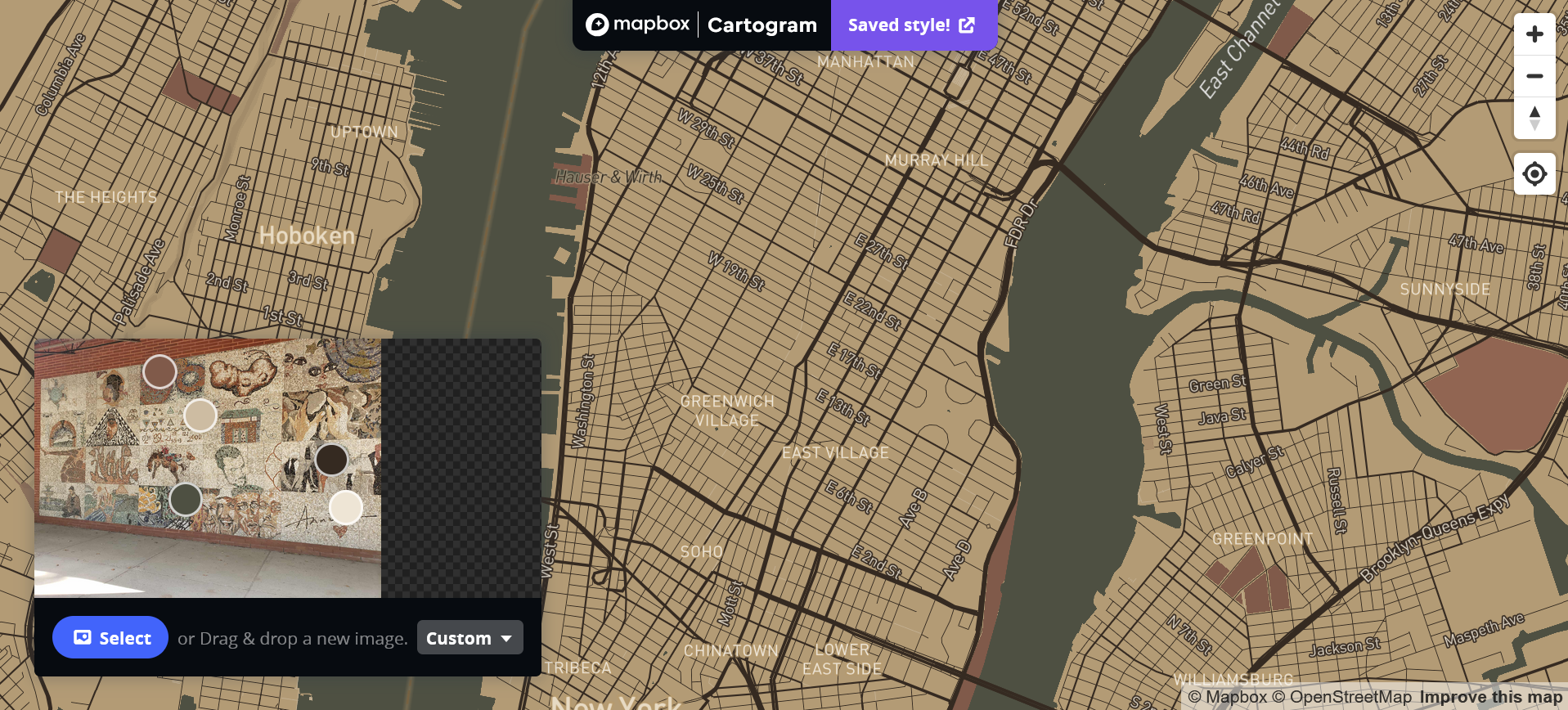 Exploring different color combination using images in mapbox.