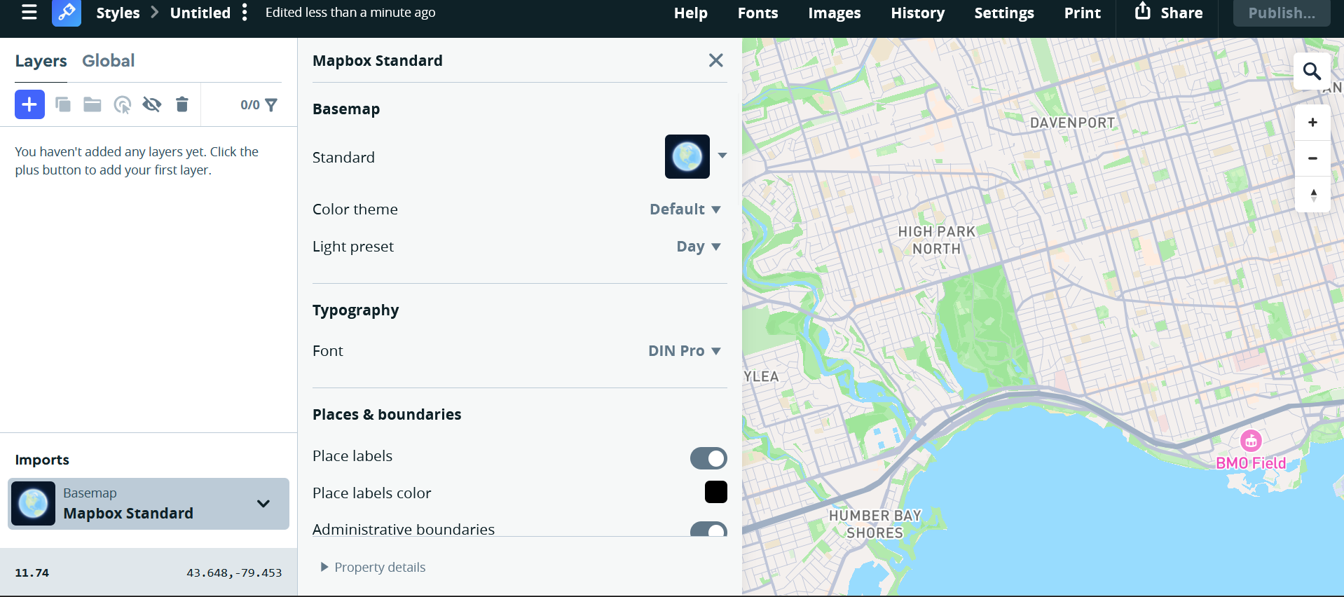First time opening Mapbox. I was very confused about the difference in UI from the homepage to the map creation.