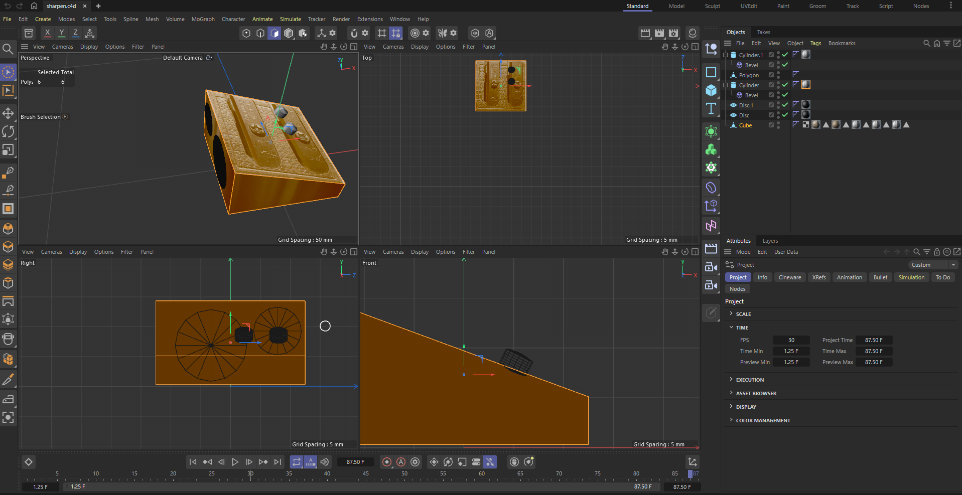 My attempt at modeling my pencil sharpener. I did not know how to manipulate the material