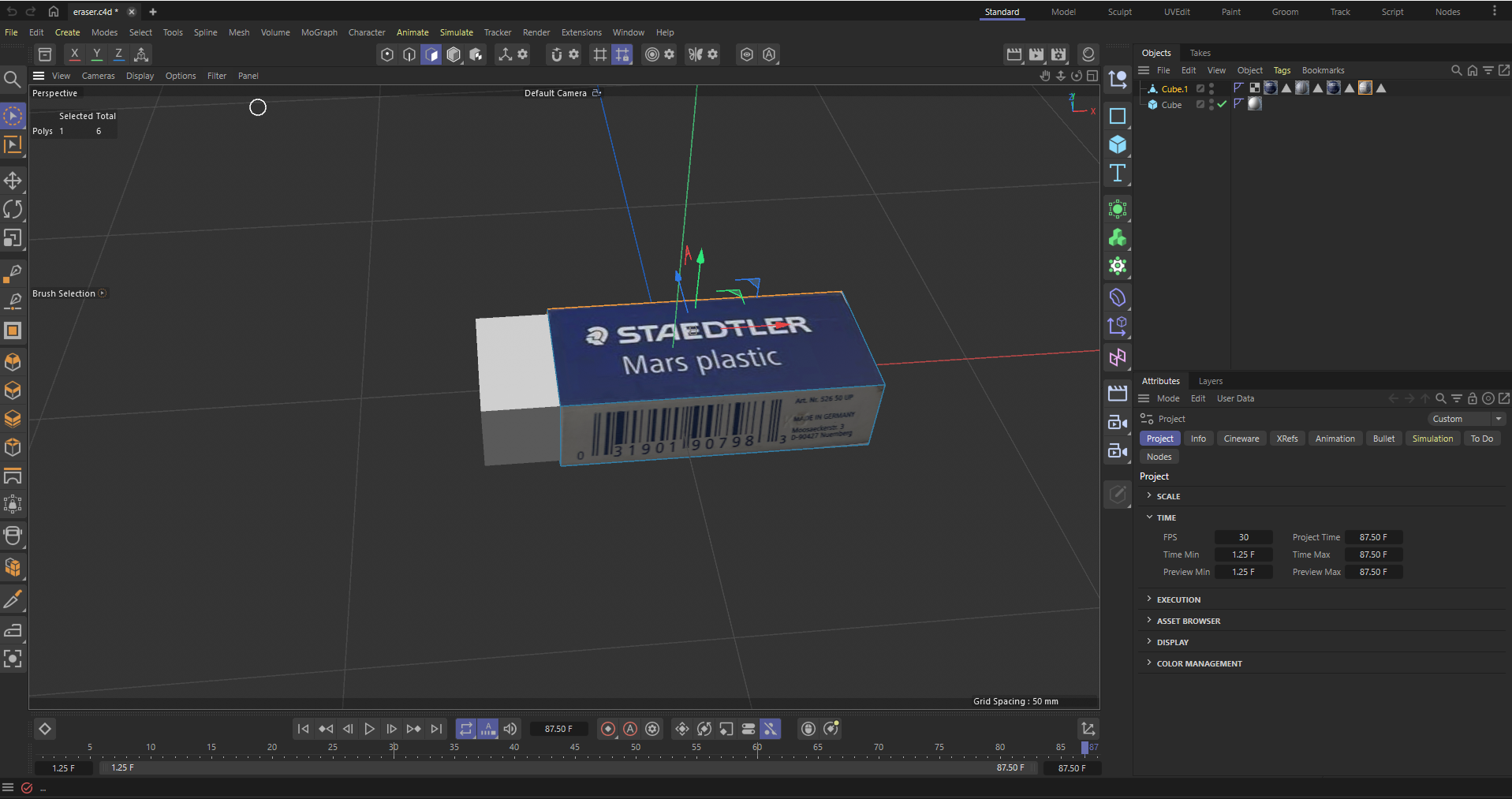 My attempt at modeling my eraser